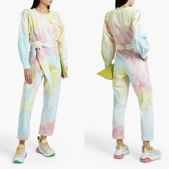 LoveShackFancy Paca Tie Dye Jumpsuit in Rainbow Radial - Picture 2 of 3